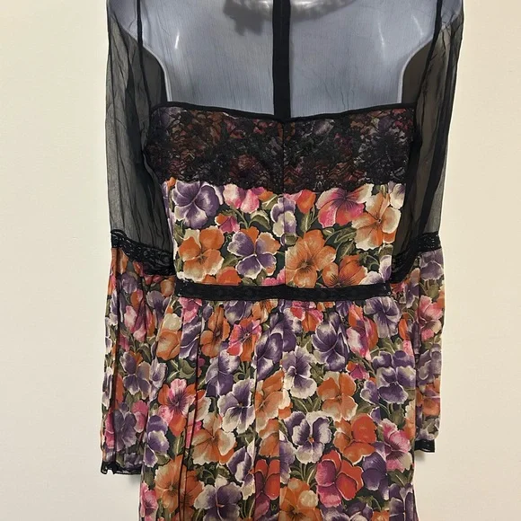 Top Shop Floral Black Sheer Women's Dress - Picture 6 of 6